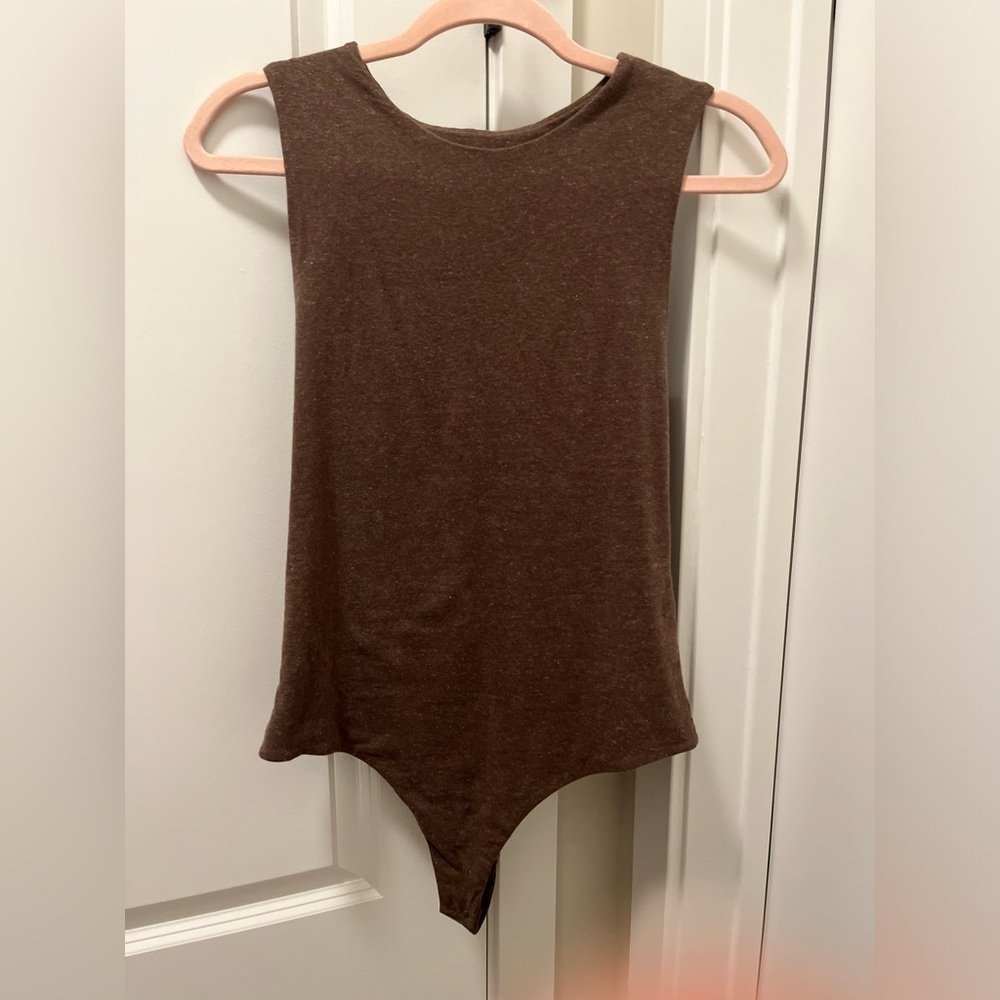 NUUDS Classic crew neck bodysuit HEATHERED coffee